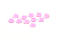 Pembe Cam Kabaşon, 12 Pembe Cam Daire Boncuk (8x5mm)