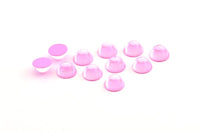 Pembe Cam Kabaşon, 12 Pembe Cam Daire Boncuk (8x5mm)