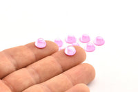 Pembe Cam Kabaşon, 12 Pembe Cam Daire Boncuk (8x5mm)