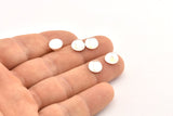 Beyaz Cam Kabaşon, 12 Beyaz Cam Daire Boncuk (8x5mm)