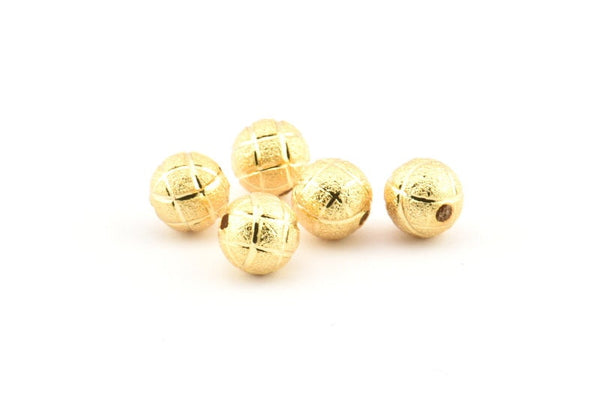 Gold Ball Bead, 10 Gold Plated Brass Spacer Beads, Findings (8mm) D966