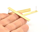 Brass Rectangle Earring, 6 Raw Brass Rectangle Stud Earrings (54x7x0.80mm) B0185 A1309
