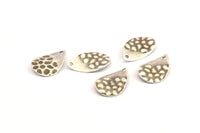 Silver Drop Charm, 12 Antique Silver Plated Brass Drop Charms With 1 Hole, Findings (18x12x0.60mm) D1034