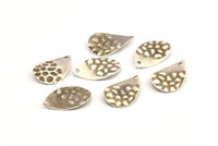 Silver Drop Charm, 12 Antique Silver Plated Brass Drop Charms With 1 Hole, Findings (18x12x0.60mm) D1034