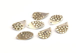 Silver Drop Charm, 12 Antique Silver Plated Brass Drop Charms With 1 Hole, Findings (18x12x0.60mm) D1034