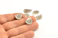 Silver Drop Charm, 12 Antique Silver Plated Brass Drop Charms With 1 Hole, Findings (18x12x0.60mm) D1034