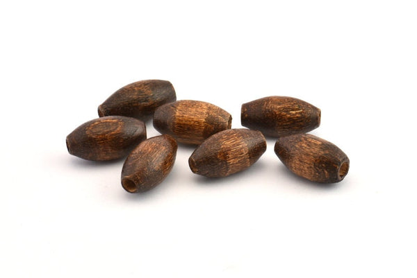 Vintage Wooden Bead, 100 Vintage Wooden Beads Made In Germany, Findings (16x8mm) B46