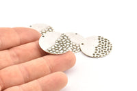 Silver Round Charm, 6 Antique Silver Plated Brass Round Charms With 1 Hole, Pendnats, Earrings, Findings (25x0.80mm) D963