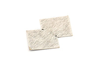 Silver Irregular Charm, 4 Textured Antique Silver Plated Brass Irregular Connectors With 2 Holes, Findings (42x28x0.60mm) D1193