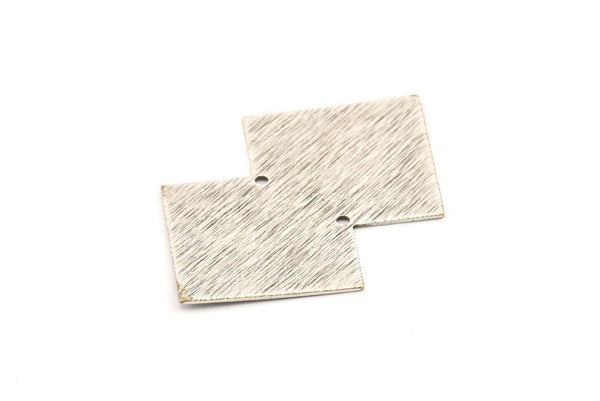 Silver Irregular Charm, 4 Textured Antique Silver Plated Brass Irregular Connectors With 2 Holes, Findings (42x28x0.60mm) D1193