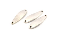 Silver Irregular Charm, 4 Antique Silver Plated Brass Marquise Connectors With 2 Hole, Findings (31x9x1.5mm) D1081