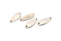 Silver Irregular Charm, 6 Antique Silver Plated Brass Marquise Connectors With 2 Hole, Findings (24x9x1.5mm) D1080