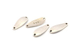 Silver Irregular Charm, 6 Antique Silver Plated Brass Marquise Connectors With 2 Hole, Findings (24x9x1.5mm) D1080