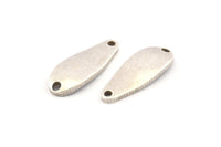 Silver Irregular Charm, 6 Antique Silver Plated Brass Marquise Connectors With 2 Hole, Findings (24x9x1.5mm) D1080