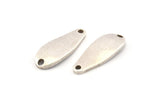 Silver Irregular Charm, 6 Antique Silver Plated Brass Marquise Connectors With 2 Hole, Findings (24x9x1.5mm) D1080