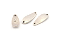 Silver Irregular Charm, 6 Antique Silver Plated Brass Marquise Connectors With 2 Hole, Findings (24x9x1.5mm) D1080