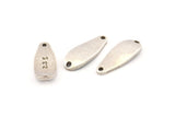 Silver Irregular Charm, 6 Antique Silver Plated Brass Marquise Connectors With 2 Hole, Findings (24x9x1.5mm) D1080