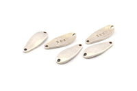 Silver Irregular Charm, 6 Antique Silver Plated Brass Marquise Connectors With 2 Hole, Findings (24x9x1.5mm) D1080