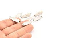 Silver Irregular Charm, 6 Antique Silver Plated Brass Marquise Connectors With 2 Hole, Findings (24x9x1.5mm) D1080