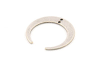 Silver Moon Charm, 4 Antique Silver Plated Brass Crescent Moon Charms With 2 Holes, Pendants, Findings (27.5x28.5x5x1mm) D1043 H1068