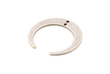 Silver Moon Charm, 4 Antique Silver Plated Brass Crescent Moon Charms With 2 Holes, Pendants, Findings (27.5x28.5x5x1mm) D1043 H1068