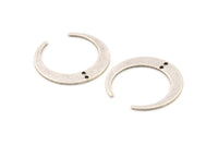 Silver Moon Charm, 4 Antique Silver Plated Brass Crescent Moon Charms With 2 Holes, Pendants, Findings (27.5x28.5x5x1mm) D1043 H1068