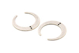 Silver Moon Charm, 4 Antique Silver Plated Brass Crescent Moon Charms With 2 Holes, Pendants, Findings (27.5x28.5x5x1mm) D1043 H1068