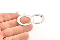 Silver Moon Charm, 4 Antique Silver Plated Brass Crescent Moon Charms With 2 Holes, Pendants, Findings (27.5x28.5x5x1mm) D1043 H1068