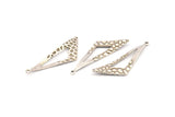 Silver Triangle Charm, 12 Antique Silver Plated Brass Triangle Charms With 1 Loop, Charms, Earrings (37x12x0.70mm) D1248 H1066