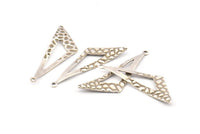 Silver Triangle Charm, 12 Antique Silver Plated Brass Triangle Charms With 1 Loop, Charms, Earrings (37x12x0.70mm) D1248 H1066