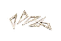 Silver Triangle Charm, 12 Antique Silver Plated Brass Triangle Charms With 1 Loop, Charms, Earrings (37x12x0.70mm) D1248 H1066