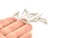 Silver Triangle Charm, 12 Antique Silver Plated Brass Triangle Charms With 1 Loop, Charms, Earrings (37x12x0.70mm) D1248 H1066