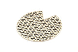 Silver Round Charm, 2 Hammered Antique Silver Plated Brass Pizza Slice Charms With 2 Holes, Pendants, Connectors (45x1mm) D1030
