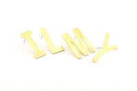 Stud Letter Earring, 8 Raw Brass Letter Alphabets, Uppercase, Letter Initial Blank For Personalized Earrings, Customize Letters