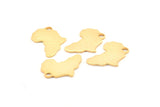 Gold Africa Charm, 2 Gold Plated Brass African Continent Pendants With 1 Hole, Findings (24x16x1.2mm) D979 Q0878