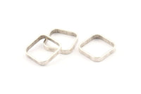 Silver Square Charm, 8 Antique Silver Plated Brass Square Connectors (16.5x2.9x0.9mm) BS 2341