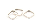Silver Square Charm, 8 Antique Silver Plated Brass Square Connectors (16.5x2.9x0.9mm) BS 2341