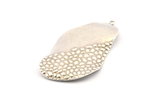 Silver Irregular Charm, 2 Antique Silver Plated Brass Irregular Charms With 1 Loop, Findings, Earrings, Pendants (56x29x0.60mm) D1166
