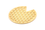 Gold Round Charm, Hammered Gold Plated Brass Pizza Slice Charms With 2 Holes, Pendants, Connectors (45x1mm) D1030