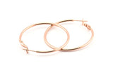 Rose Gold Earring Clasp, 2 Rose Gold Plated Brass Round Earring Findings (40x1.8mm) D1318 Q0934