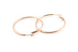 Rose Gold Earring Clasp, 2 Rose Gold Plated Brass Round Earring Findings (40x1.8mm) D1318 Q0934