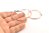 Rose Gold Earring Clasp, 2 Rose Gold Plated Brass Round Earring Findings (40x1.8mm) D1318 Q0934