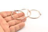 Rose Gold Earring Clasp, 2 Rose Gold Plated Brass Round Earring Findings (40x1.8mm) D1318 Q0934