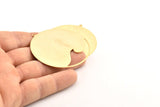 Gold Round Charms, Textured Gold Plated Brass Round Charms With 1 Loop, Pendants, Earrings, Findings (51x54x0.60mm) D1004 Q0942