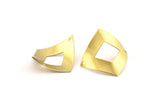 Brass Diamond Charm, 24 Raw Brass Rhombus Connectors With 2 Holes, Findings (24x23x0.50mm) D0430