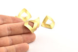 Brass Diamond Charm, 24 Raw Brass Rhombus Connectors With 2 Holes, Findings (24x23x0.50mm) D0430