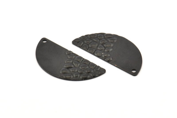 Yarım Daire Charm, 1 Delikli 8 Oksitlenmiş Siyah Pirinç Yarım Ay Charm, Küpeler, Kolye Uçları (28x13x0,80 mm) D975 S1057