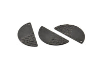 Yarım Daire Charm, 1 Delikli 8 Oksitlenmiş Siyah Pirinç Yarım Ay Charm, Küpeler, Kolye Uçları (28x13x0,80 mm) D975 S1057