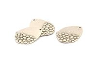Silver Drop Charm, 8 Antique Silver Plated Brass Drop Charms With 1 Hole, Earrings, Findings (25x19x0.60mm) D1203