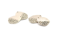 Silver Drop Charm, 8 Antique Silver Plated Brass Drop Charms With 1 Hole, Earrings, Findings (25x19x0.60mm) D1203